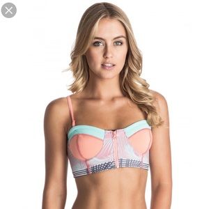 Roxy Pop Surf Bandeau zip up bikini top